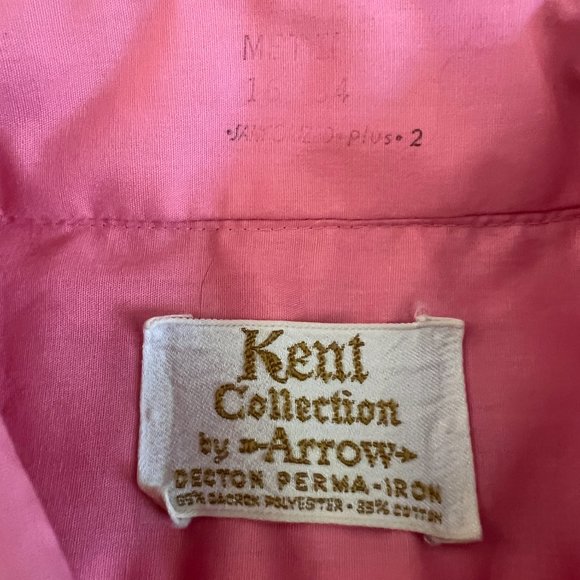 Kent Collection by Arrow Sanforized Vintage 70s PINK Dress Shirt – Men’s 16x34 - Picture 5 of 7
